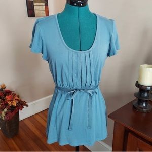 Nine & Co. Blue Pleated Top